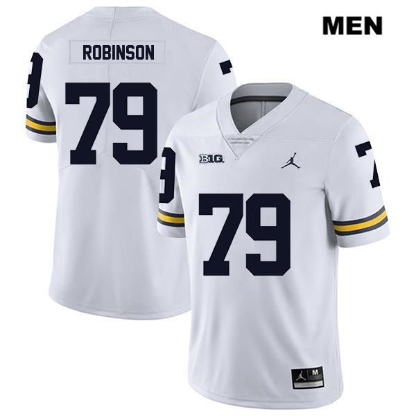 Men's NCAA Michigan Wolverines Greg Robinson #79 White Jordan Brand Authentic Stitched Legend Football College Jersey WG25B88IW